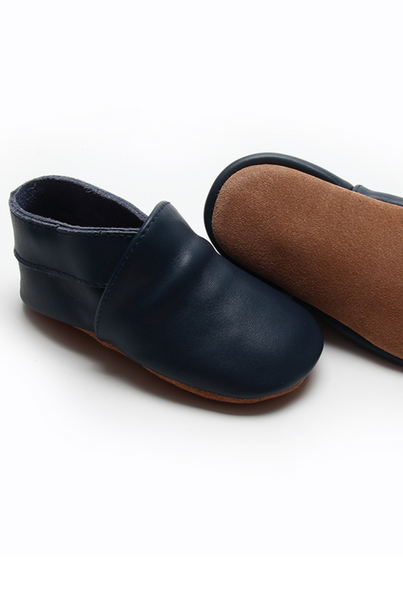 Soft Sole Leather Shoes - Dark Blue