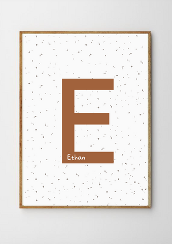 Personalised Spotty Monogram Print - Brick