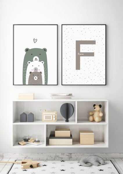 Personalised Spotty Monogram Print - Taupe