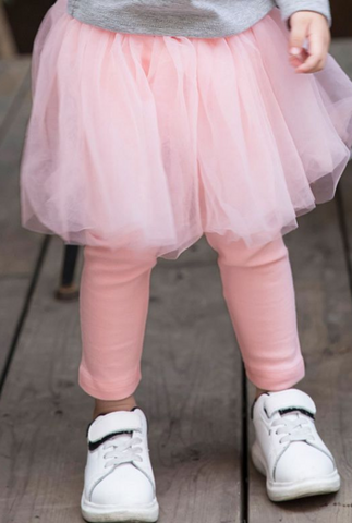 Tulle Skirt Leggings - Pink