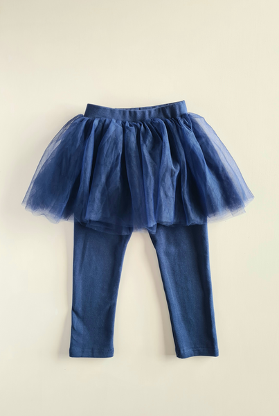 Tulle Skirt Leggings - Navy