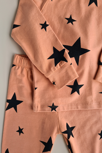 Cotton Pyjamas Set - Tangerine Stars