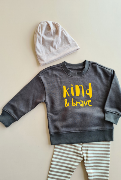 Kind & Brave Crew Sweatshirt - Army Green